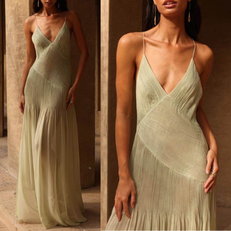 Spring/Summer pressed slip sheer dress INS casual holiday re