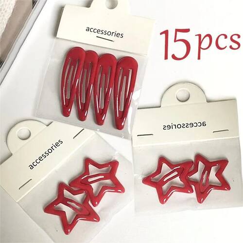 Y2K Lucky Vinage Red Sars Hair Clips Waerdrop-shaped Barrees