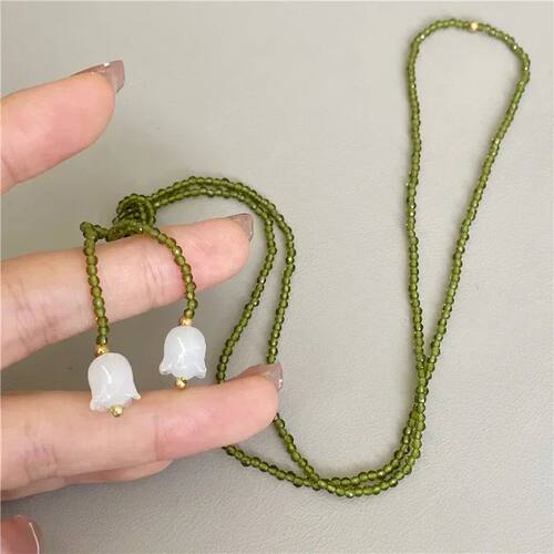 Olive Crystal Beads White  Of The Valley Double Layer Wrappe