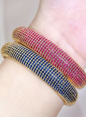 Fashion Luxury Colorful Crystal Bangle Copper CZ Cuff Bracel