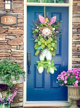 1pc Easer Bunny Wreah Hanging Decor,  Resurrecion Rabbi wih