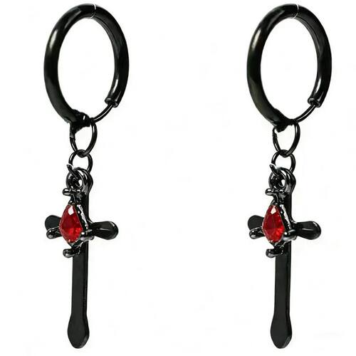 Simple Cross Earrings for Men Trendy Zircon Water Droplet Ea