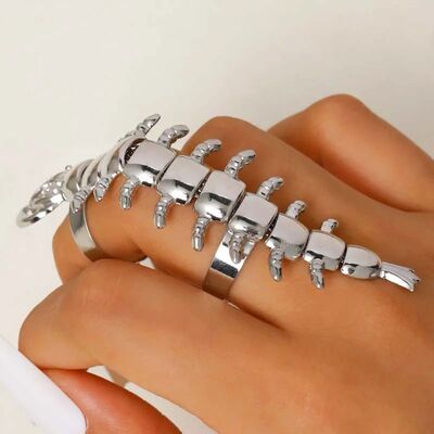 Stainless Steel Silver Color Centipede Ring for Women Man Ex