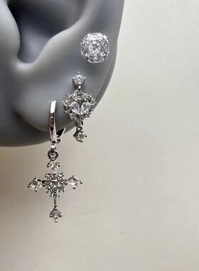 1Pc Luxury Shiny Crysal Cross Drop Earrings for Women Fashio