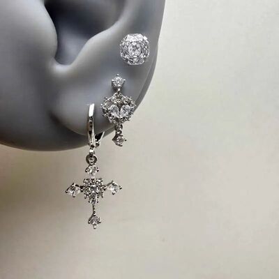 1Pc Luxury Shiny Crysal Cross Drop Earrings for Women Fashio