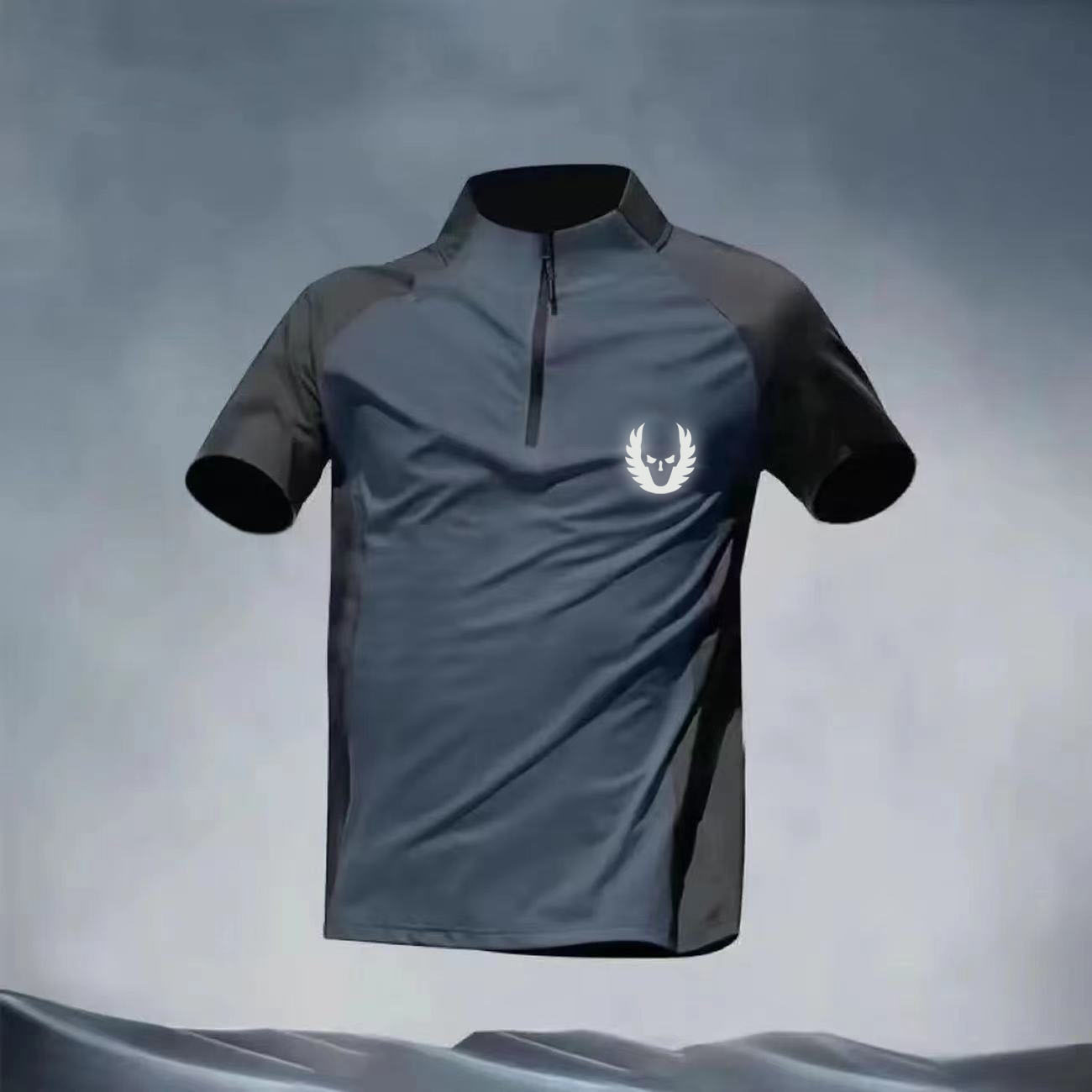 俄勒冈反光圆领训练短袖男速干夏季运动跑步体育训练户外拉链上衣