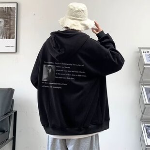 美式高街hiphop连帽卫衣男春秋冬潮牌重磅宽松加大码帽衫学生外套