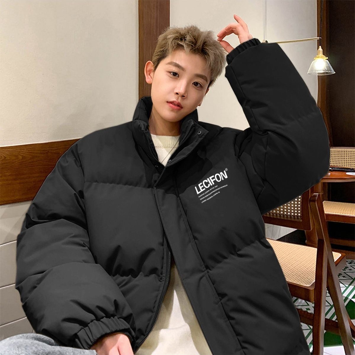 立领棉衣外套男士冬季2025新款潮牌男生冬装面包羽绒棉服袄子加厚