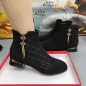 鞋 满天星烫钻镂空网纱夏短靴低跟百搭女靴子单靴 子女2026春秋新款