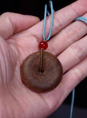 沉香平安扣吊坠天然木挂件男女款