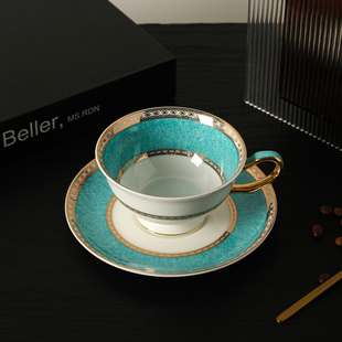 轻奢骨瓷镀金下午茶咖啡杯 绿松石欧式 爱莉卡贝叶Erica Beyer