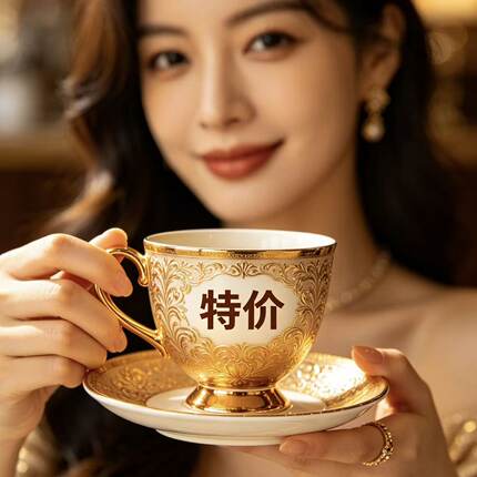 【88元包邮】欧式骨瓷轻奢咖啡杯样品 特卖 微瑕 孤品陶瓷咖啡杯