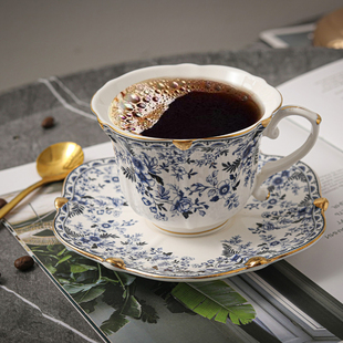 青花陶瓷咖啡杯 欧式 复古碎花镀金杯碟 Beyer 爱莉卡贝叶Erica