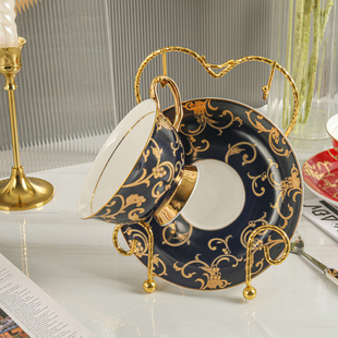 复古双咖啡杯收纳架 金色铁质欧式 爱莉卡贝叶Erica Beyer