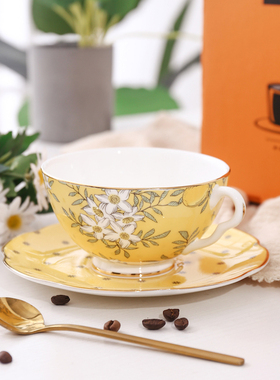 爱莉卡贝叶Erica Beyer 柠檬树英式骨瓷镀金咖啡杯碟套装