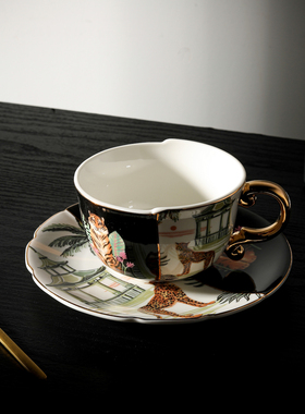 爱莉卡贝叶Erica Beyer 古亭威虎创意陶瓷镀金咖啡杯礼盒