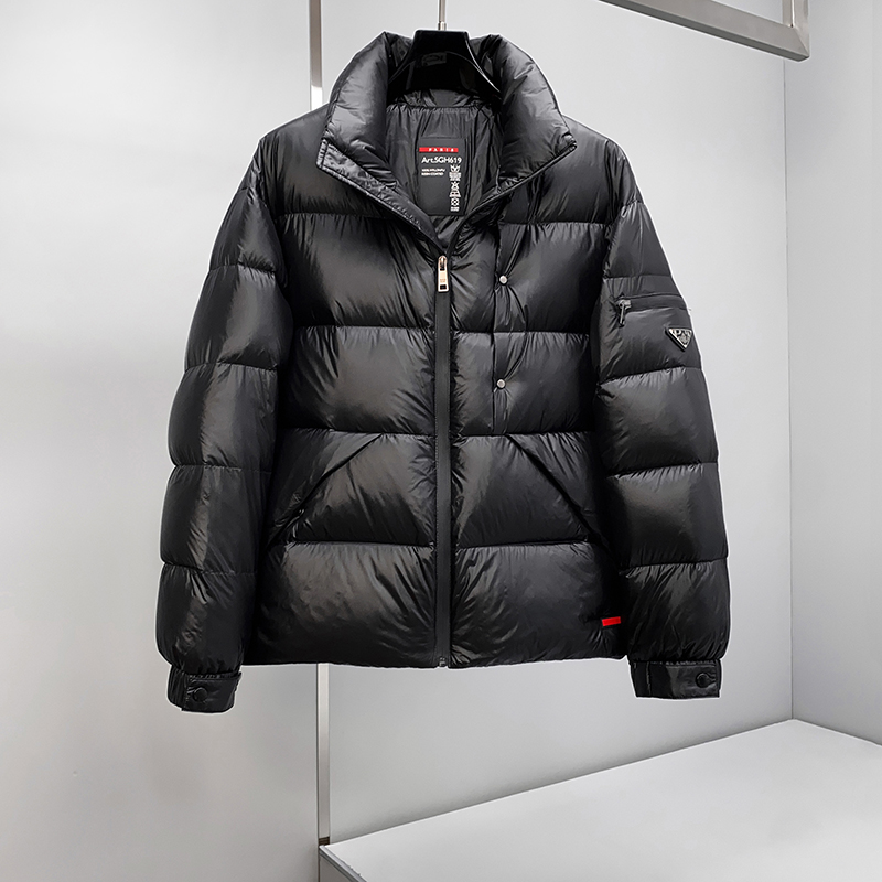 欧美风P家潮流男式立领羽绒服 宽松加大码厚款冬装男滑雪服外套男