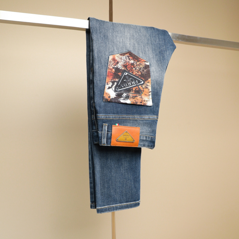 欧美风潮流 男式秋冬新款牛仔裤 修身时尚弹力小直筒牛仔裤贴布