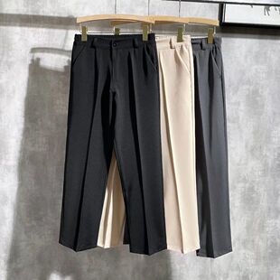 子免烫潮流西裤 男简约9九分纯色裤 垂感百搭小直筒休闲裤 2025秋季
