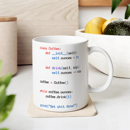 Python Coffee Class White Mug陶瓷陶瓷马克杯杯子礼物杯