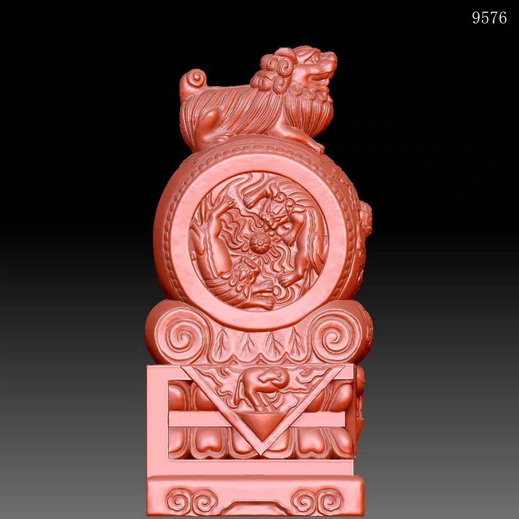 9576石鼓抱狮子门墩石雕摆件圆雕图雕刻机3D打印素材STL格式模型,商务/设计服务,2D/3D绘图,淘宝优惠券,粉丝福利购,淘宝优惠卷