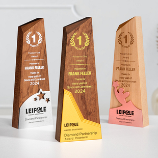 实木奖杯定制定做创意冠军木质金属订制高档年会颁奖荣誉奖牌订制