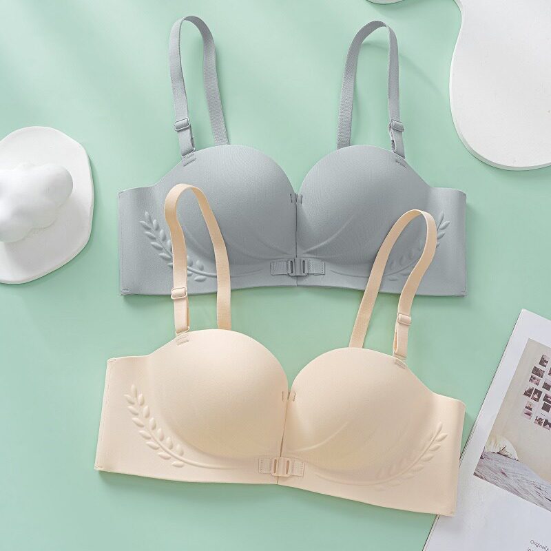 夏季薄款交叉美背少女内衣前扣式舒适聚拢无钢圈上薄下厚文胸胸罩