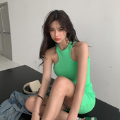 裙子 2021年新款 欧美ins辣妹吊带连衣裙挂脖性感包臀短裙女装 夏季