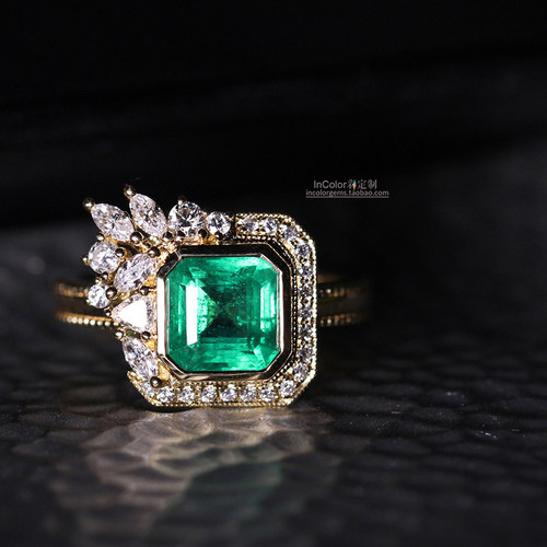 天然18k金祖母绿戒指定制