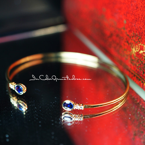 手镯/蓝宝石 18k配钻石 纤细款 定制鉴赏/InColor彩定制