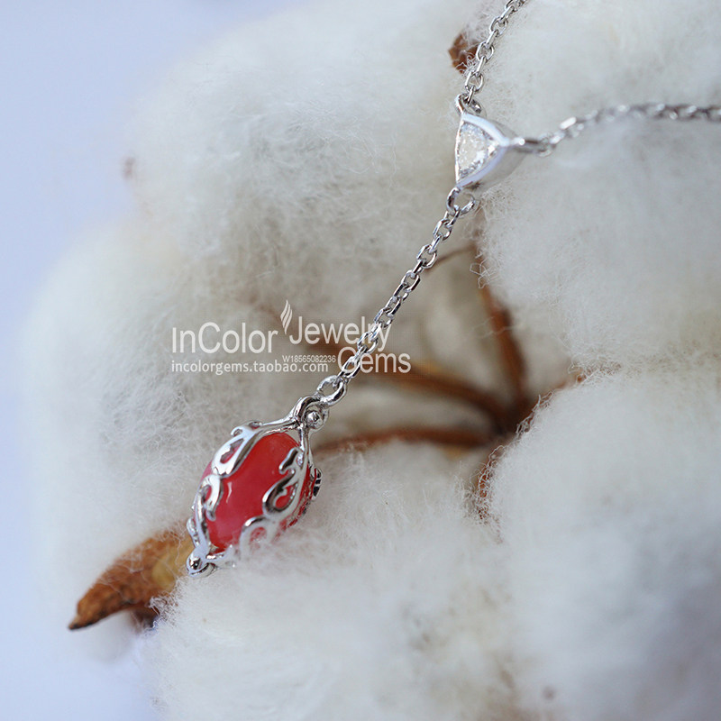 玲珑/天然孔克珠海螺珠吊坠 k金配钻锁骨链 鉴赏/InColor彩定制