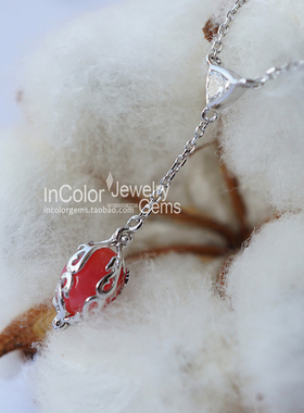 玲珑/天然孔克珠海螺珠吊坠 k金配钻锁骨链 鉴赏/InColor彩定制