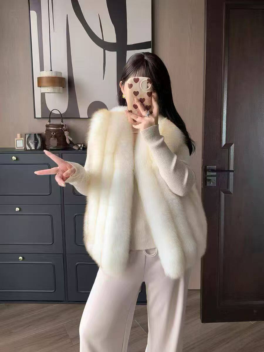 真狐狸毛马甲高端高定进口狐狸毛皮草