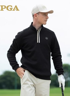 pga高尔夫服装男长袖T恤秋冬运动球衣polo衫立领设计户外服101307