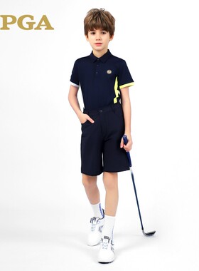 pga儿童高尔夫男童套装弹力短裤夏新款青少年运球裤102087/101291