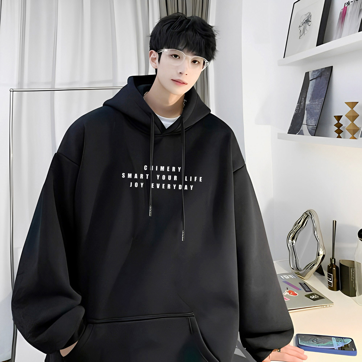 秋冬款新款青少年初中学生连体帽卫衣男士孩生大童套头男装底衫15