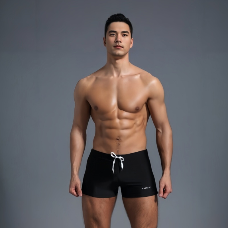 平角泳裤男低腰防尴尬温泉弹力潮