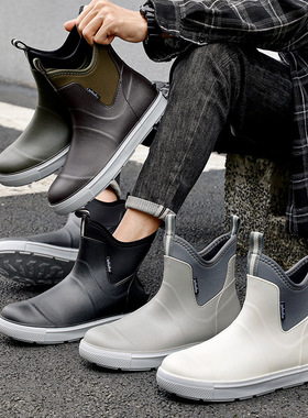 三明美男雨鞋时尚短筒防滑成人钓鱼雨靴水鞋低帮胶套鞋户外25257