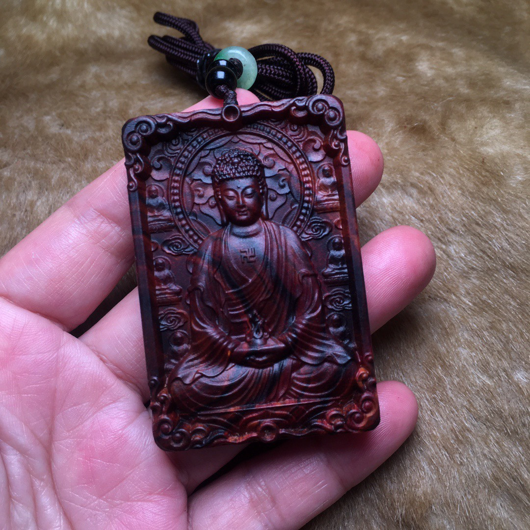 海南黄花梨木雕阿弥陀佛十二生肖狗牌吊坠木质精雕本命佛牌车挂件