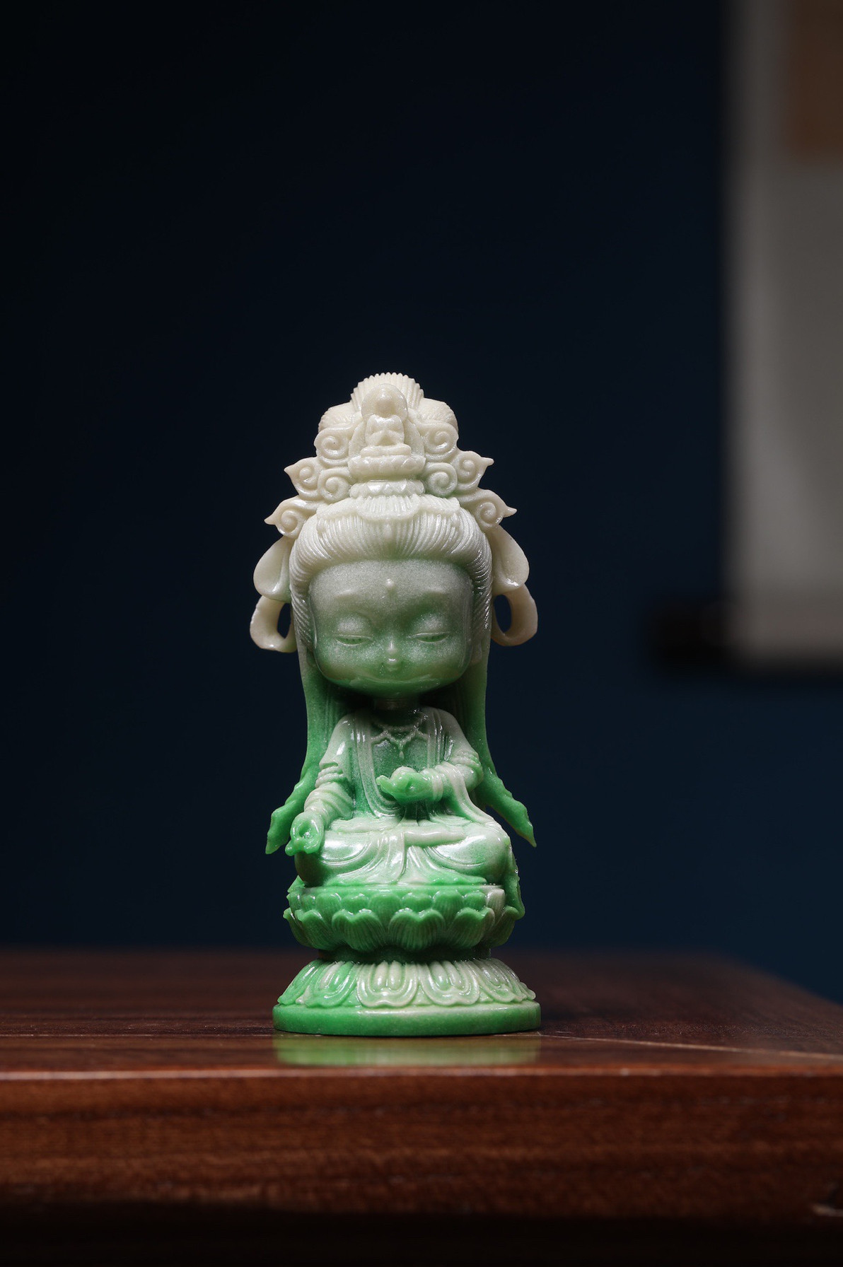 夜光石雕刻Q版观音小摆件创意精雕宝宝佛观音菩萨手把件居家装饰