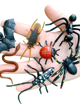 仿真小蛇蜘蛛蚂蚁天牛瓢虫蝙蝠蟑螂儿童玩具静态昆虫套装动物模型