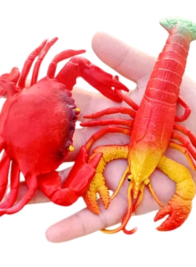软胶仿真螃蟹龙虾章鱼八爪鱼沙丁鱼宝宝洗澡戏水儿童玩具鱼虾模型