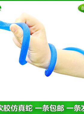 软胶仿真蛇水蛇蓝色眼镜蛇半透明儿童过家家玩具吓人假蛇动物模型