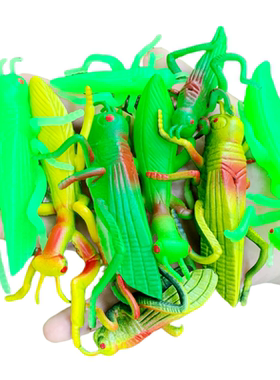 软胶仿真绿色螳螂蚂蚱蜢母子大小蝗虫套装儿童玩具假昆虫动物模型