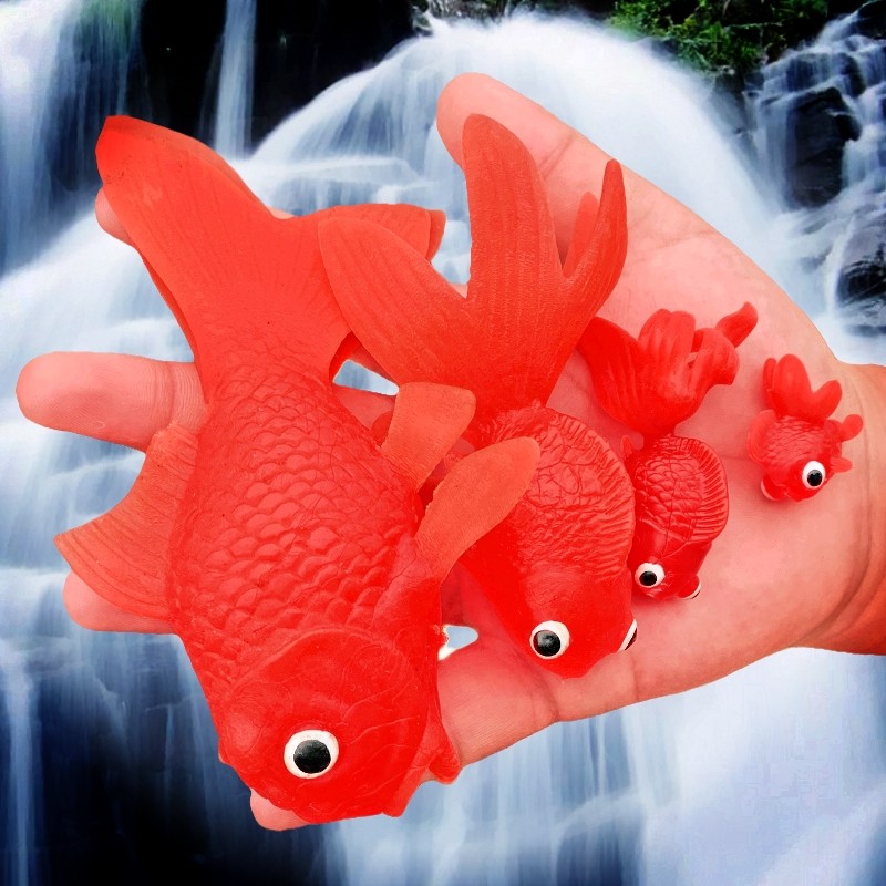 软胶仿真金鱼大中小号红色套装幼儿园儿童认知玩具假鱼类动物模型