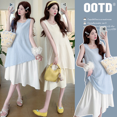 【MS母婴】孕妇装2025夏季新款时尚百搭显瘦无袖连衣裙女设计感