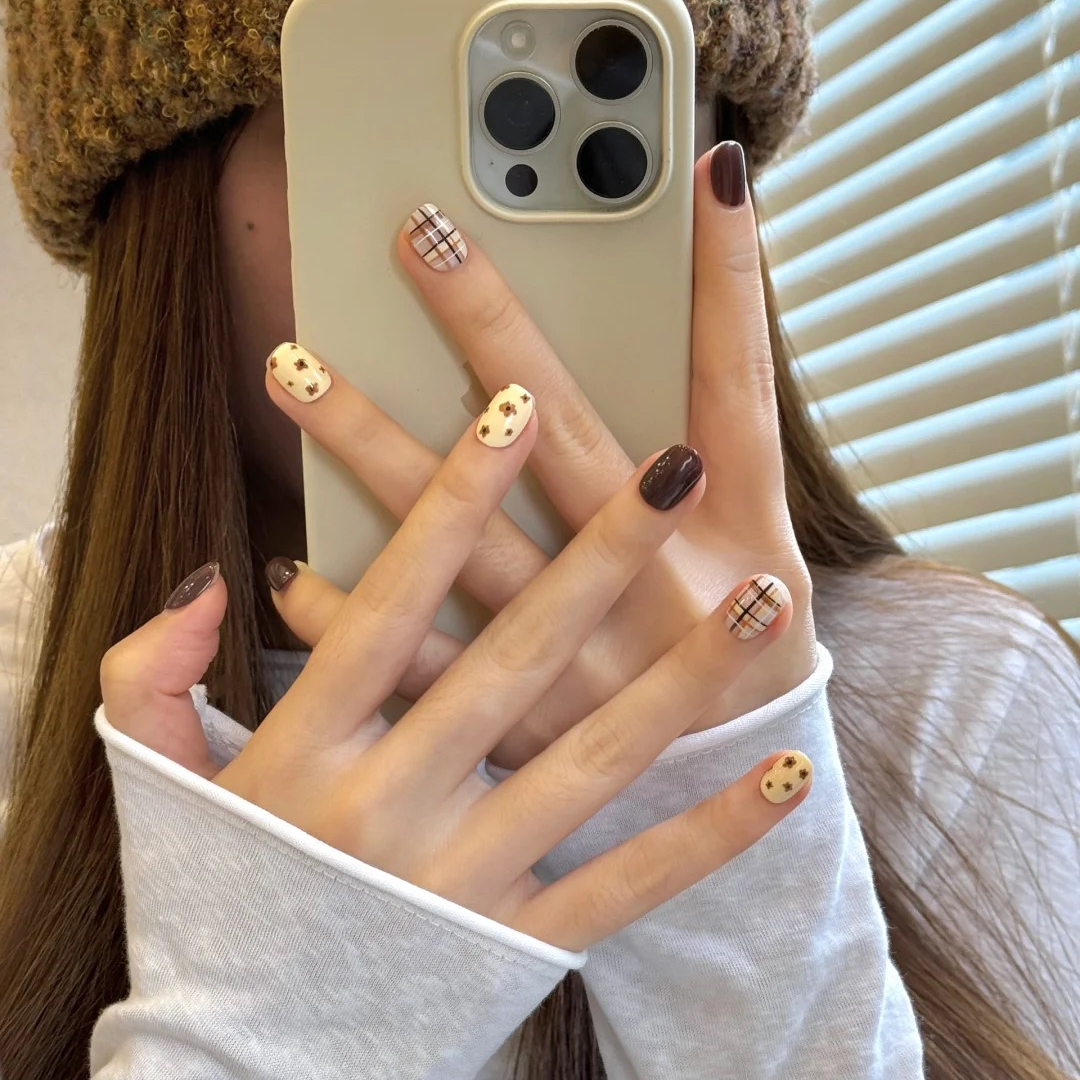 短款手工穿戴甲可爱韩系ins美甲