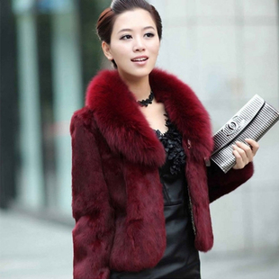 狐狸毛领2024新款海宁兔毛大码皮草女中长款外套妈妈皮毛一体特价