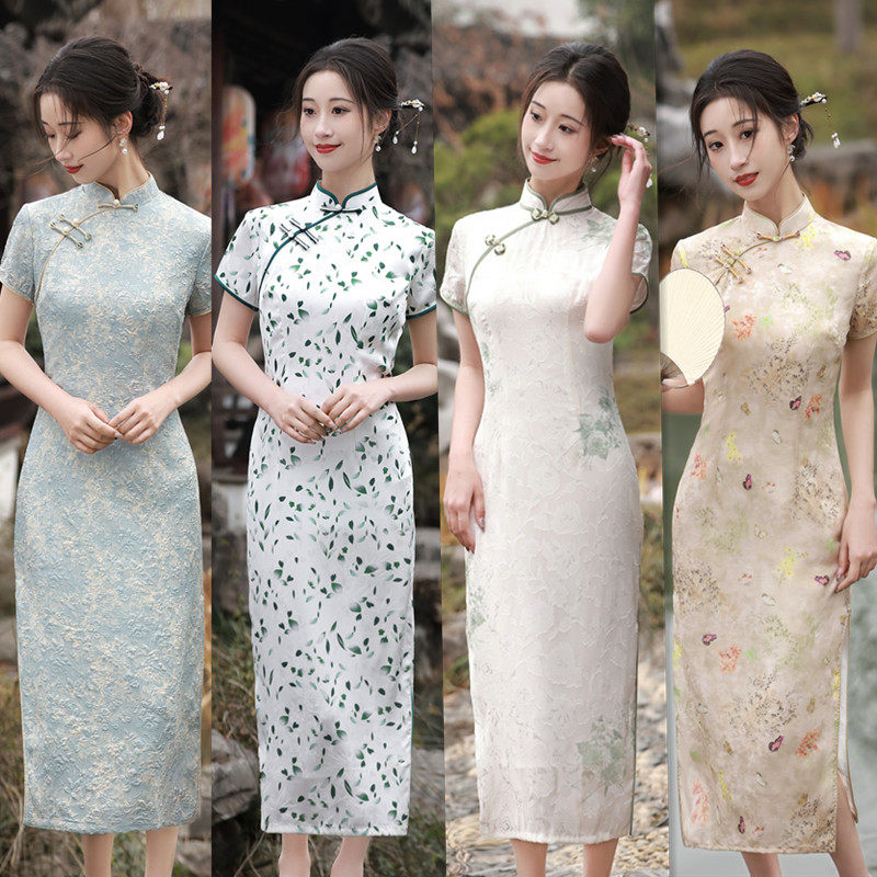 改良版旗袍连衣裙复古优雅年轻款少女蚀骨中国风中长款日常小个子