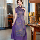 奥黛旗袍改良版 连衣裙中年女妈妈洋气质年轻礼服日常可穿2024夏装